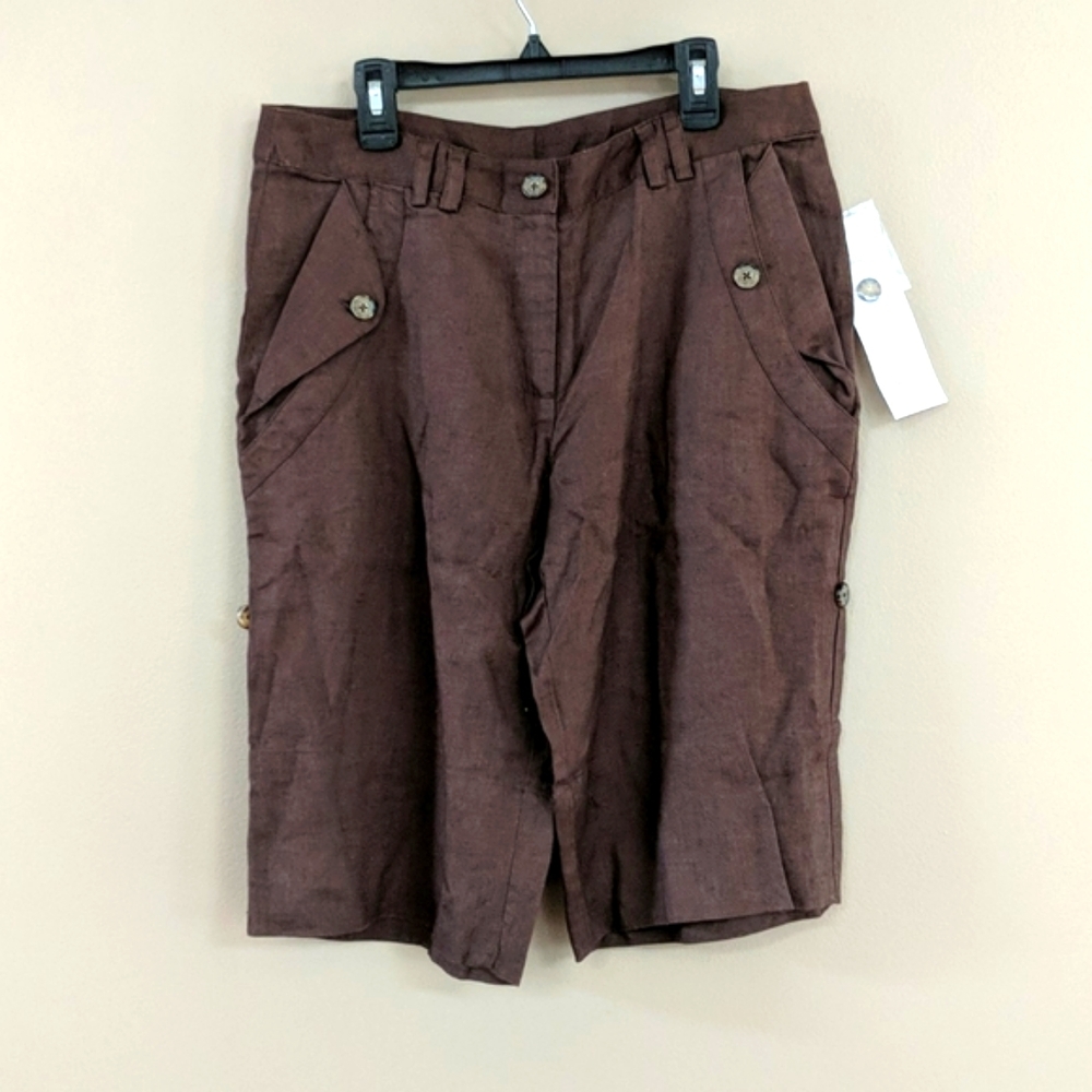 NWT T.J. Maxx Ecologie brown linen shorts